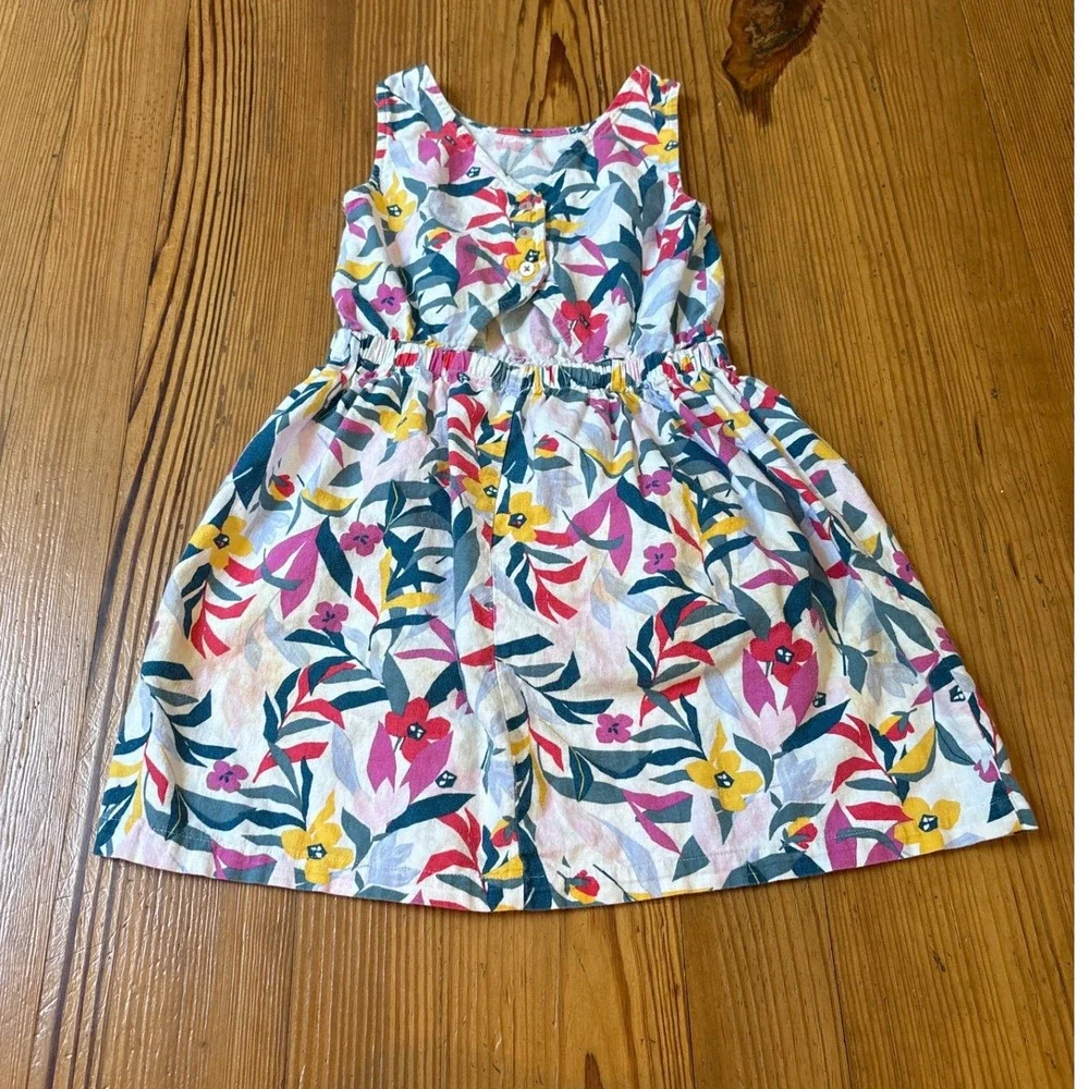 Carter's Floral Dress‎ Kids Multi-Color Linen Blend Cutout Back SIZE 6/6x